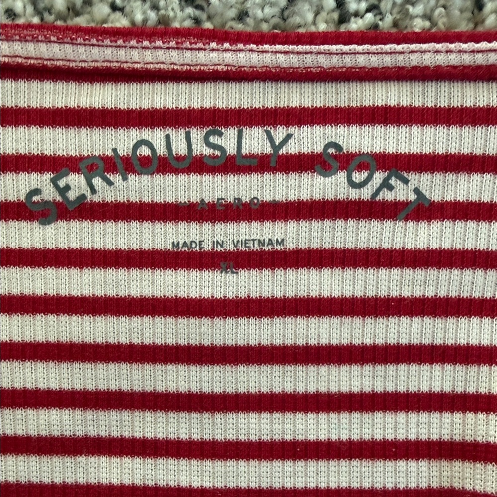 Aero Striped Red & White Button-Front Ruffle Strap Cami - Picture 2 of 6